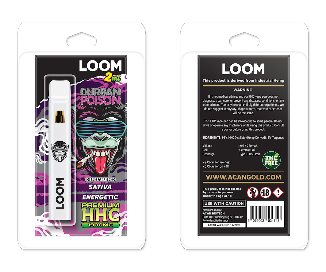 LOOM HHC Durban Poison 1900mg 2 ml Vape – HHC vape