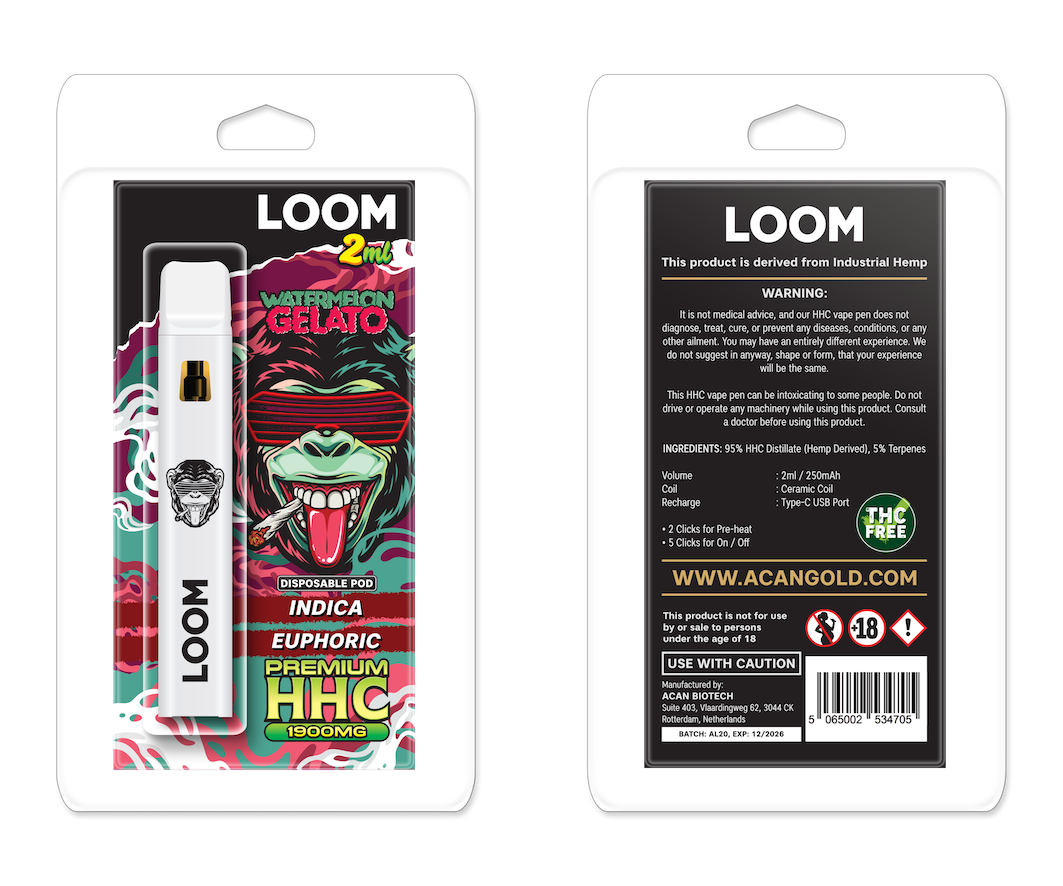 LOOM HHC Watermelon Gelato 1900mg 2 ml Vape – HHC vape